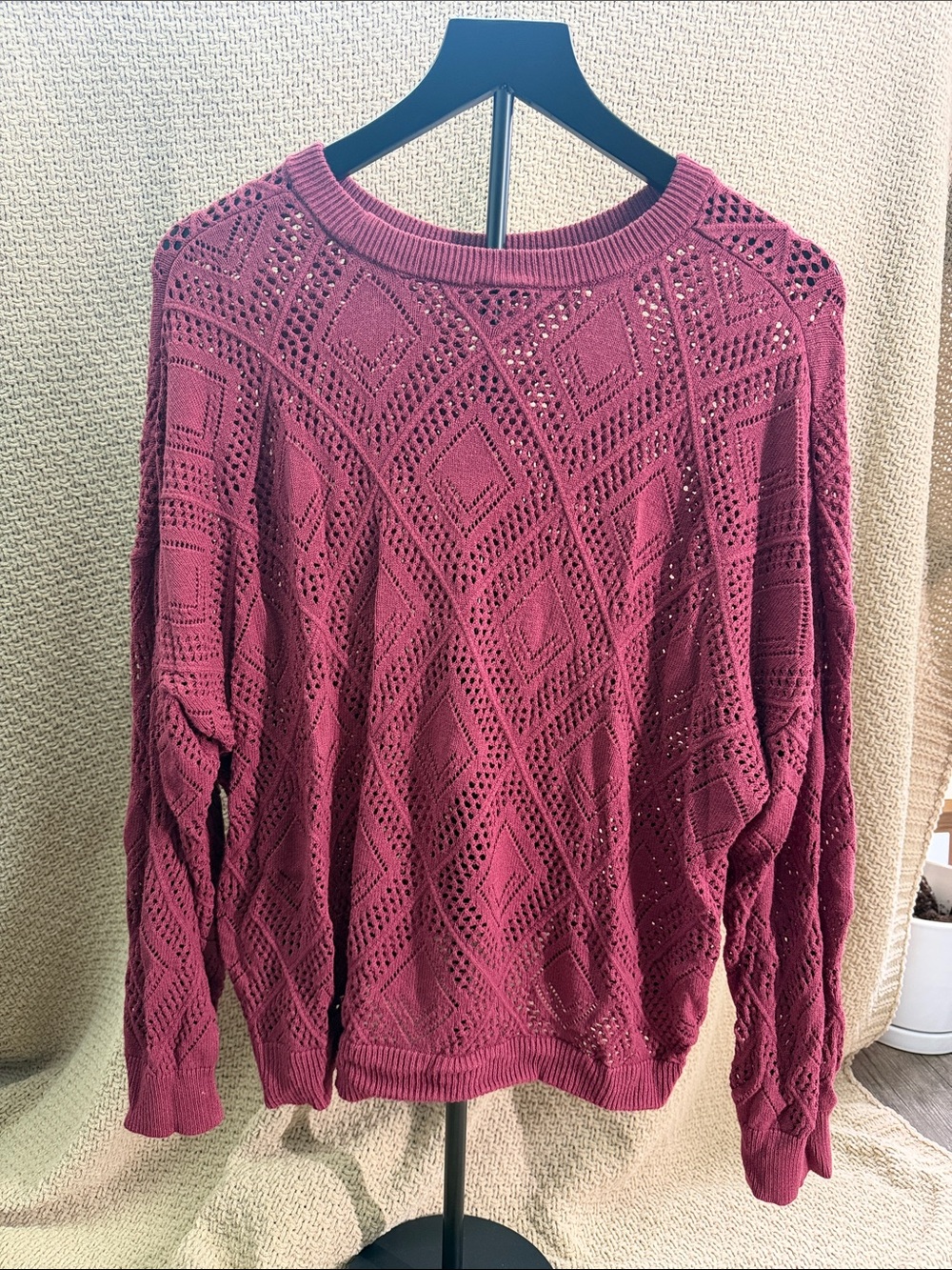 torrid Rose Open-Knit Diamond Pullover Sweater